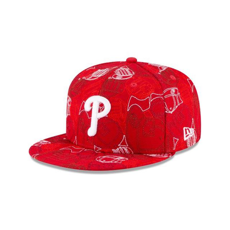 MLB Philadelphia Phillies Cap Chaos 59Fifty Fitted (HMU3961) - Red New Era Caps